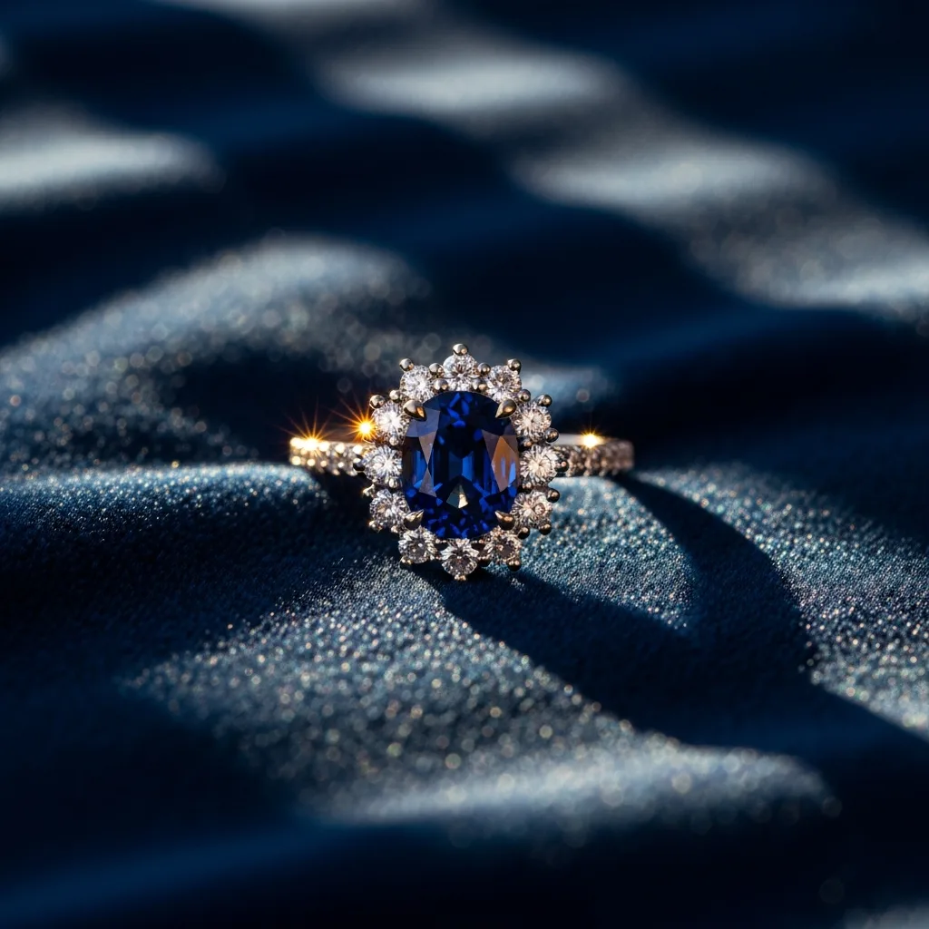 Bague saphir entourage de diamants
