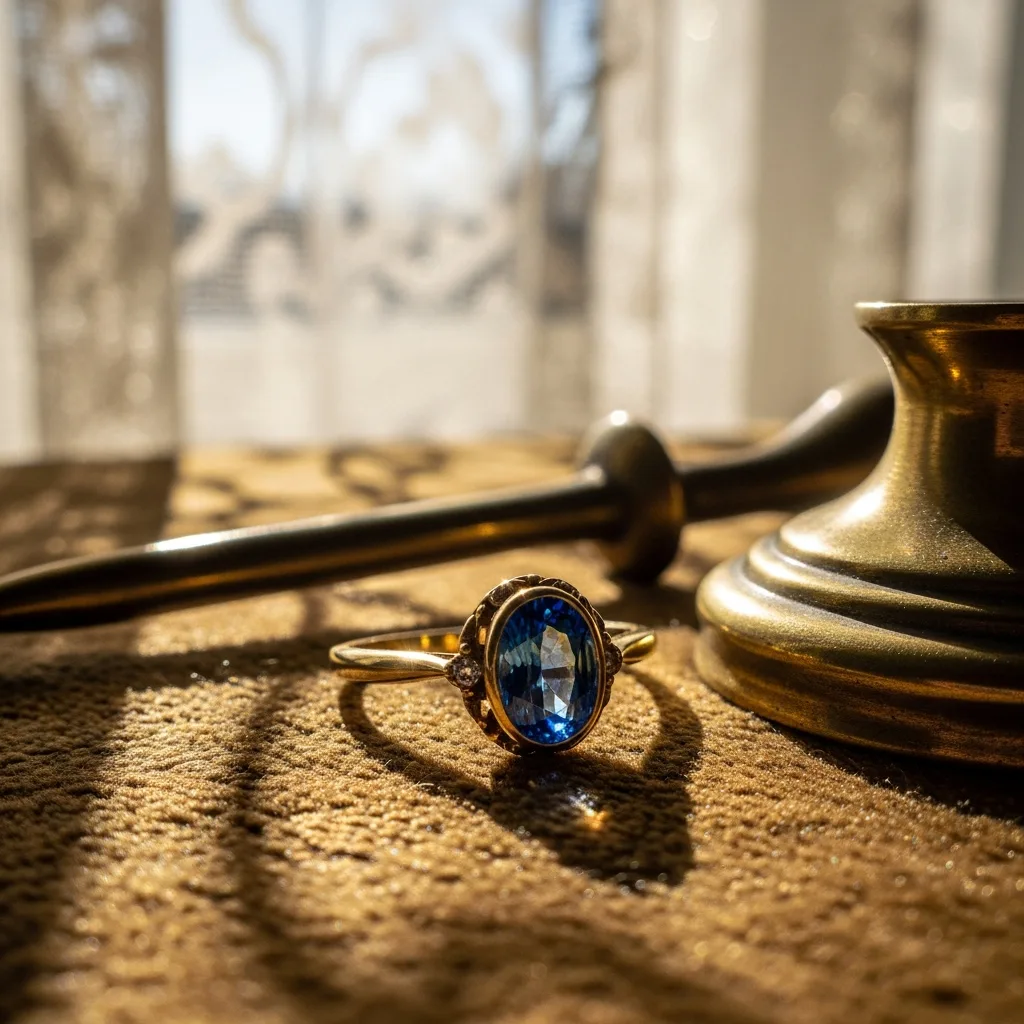 Bague saphir or jaune de style vintage