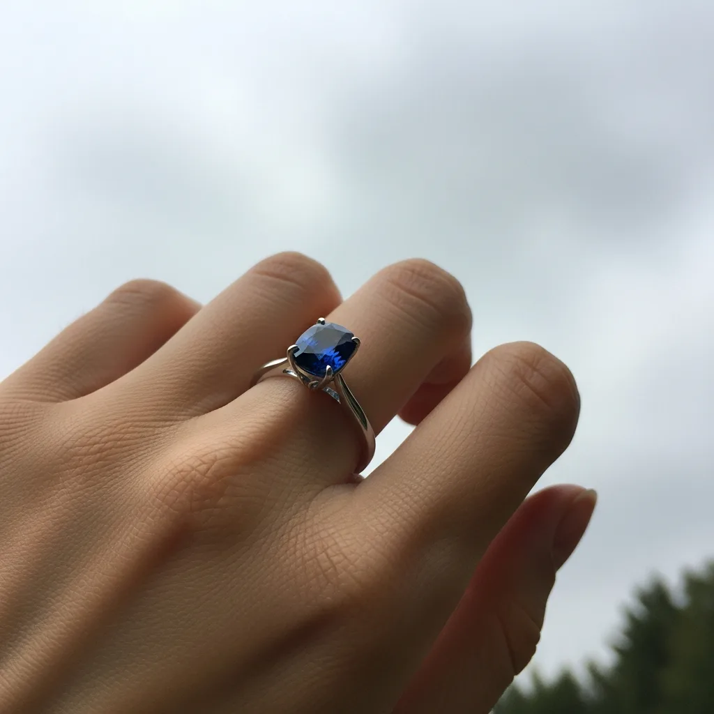 Bague de fiançailles saphir bleu profond